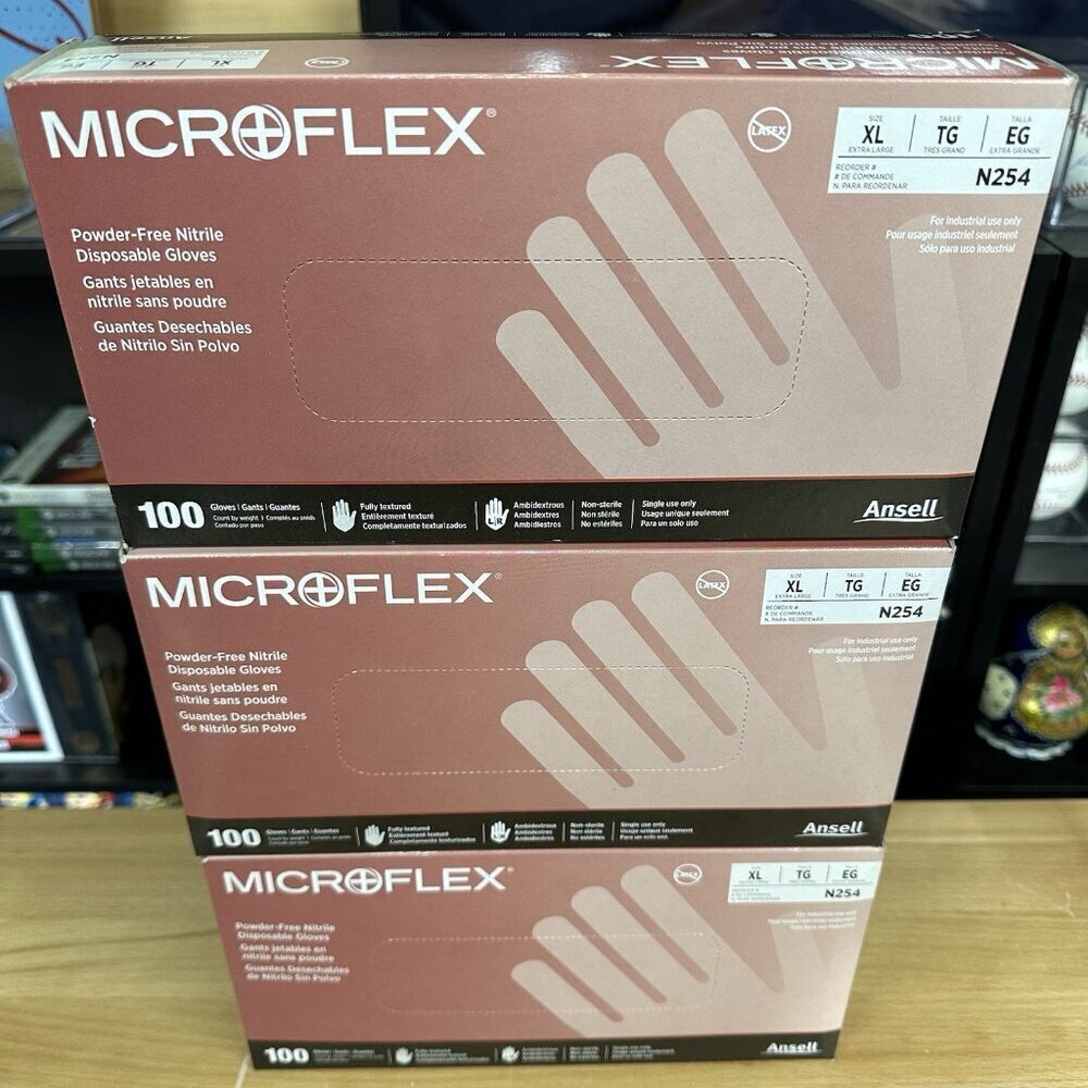 Ansell Microflex Gloves N254 Powder Free 3 Boxes of 100
